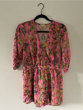Gianni Bini Pink Floral Wrap Dress